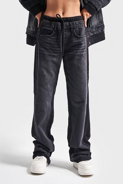 its basic Women's Dark Smoked Color 2W41 Knitted Denim Blended Loose Fit Design Denim