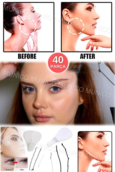 Munico 40'lı Yüz Germe Bandı Yüz Germe Şeritleri Anında Yüz Göz Boyun Cildi K...