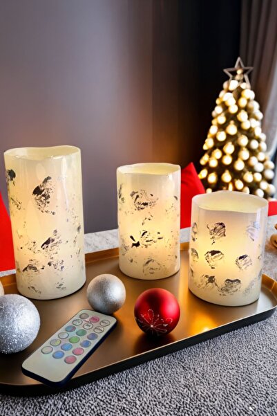 Arma House 3'lü Modern Renk Değiştiren Kumandalı Led Mum Seti (1)