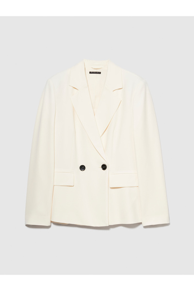 Sisley Γυναικείο μπουφάν με λεπτομέρεια τσέπης από κρεμ βισκοζέ μείγμα