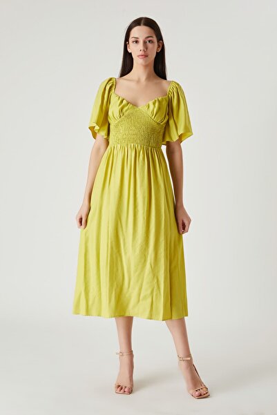 FEVER Beli büzgü detaylı straplez elbise