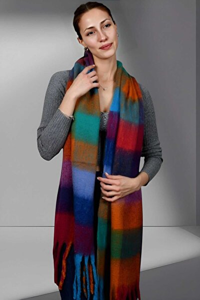 Trenderrs Women's Soft Textured Plaid Patterned Shoulder Shawl Scarf