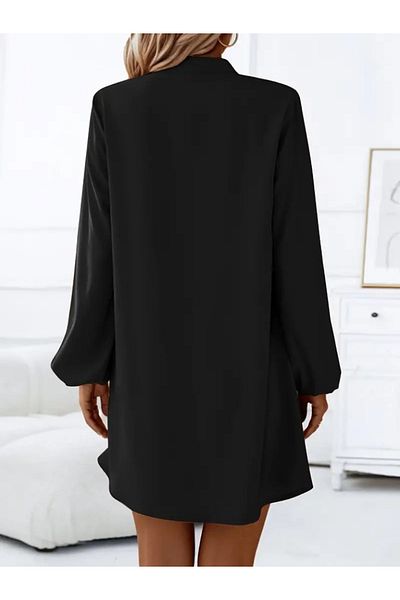 MODA Myterrax Women's Long Sleeve V Neck Front Button Short Sandy Dress
