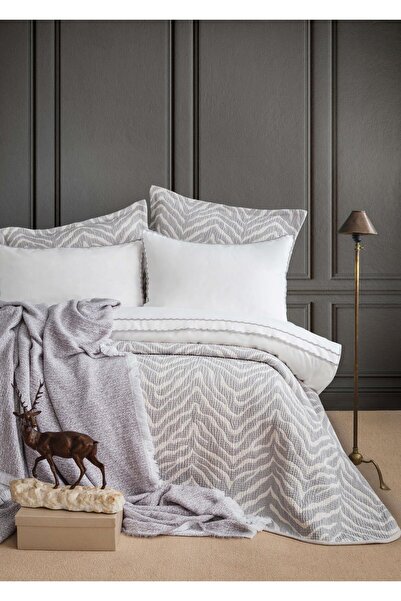 Apricitas HOME طقم غطاء سرير مزدوج اللون رمادي اللون من لوندا، طقم غطاء لحاف ...