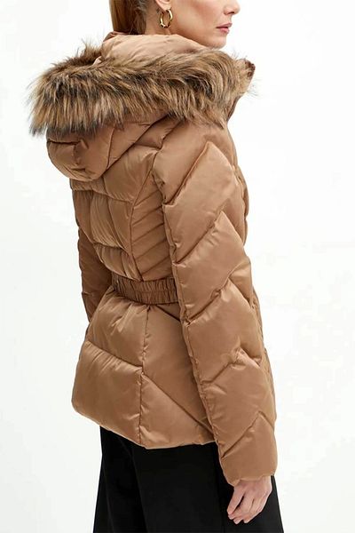 Guess Women's Olga Cream Fur Collar Coat