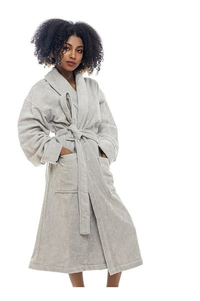 Orange Bed & Bath Wave 100% Cotton Bathrobe One Piece-Gray  XS/S