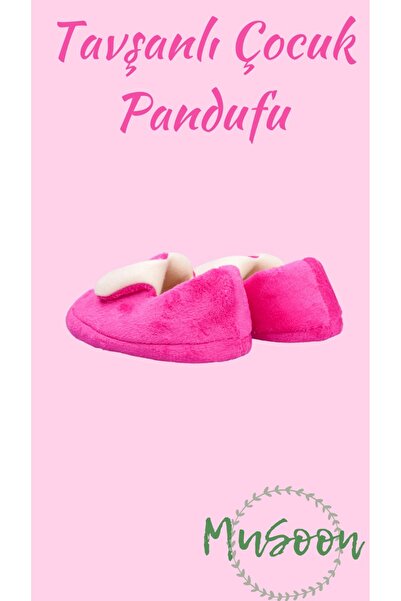 meko aksesuar Fuşya Kaydırmaz Taban Tavşan Figürlü Ev Okul Çocuk/Bebek Pandufu