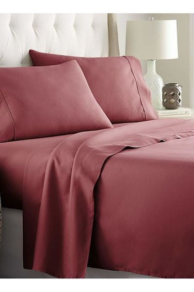 Orange Bed & Bath Stitch | Double Size Cotton Sheet Set, 4 Pieces, 300 Stitches - Red|red200 × 189 38 Cm