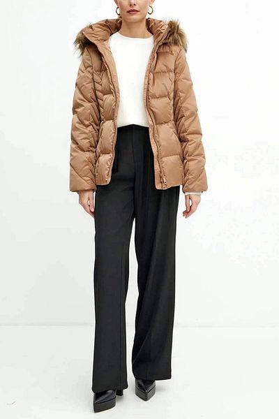 Guess Women's Olga Cream Fur Collar Coat