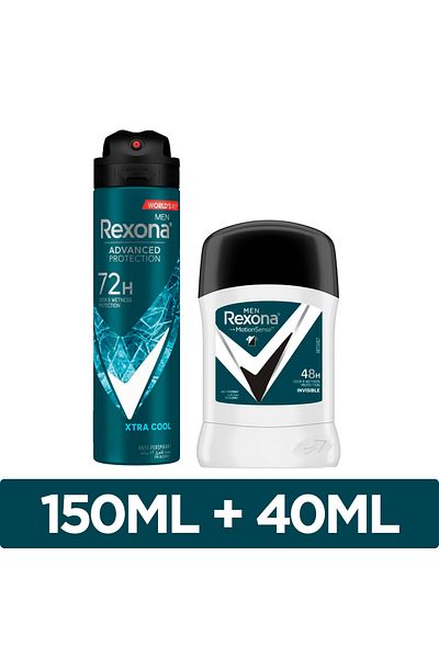 Rexona MEN  Antiperspirant Deodorant Spray 72 hour Xtra Cool 150ml + Deodorant Stick 40g