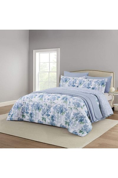 Orange Bed & Bath طقم لحاف مزدوج أزرق من كوستكو أدريان - 6 قطع، أزرق 279 × 243 سم