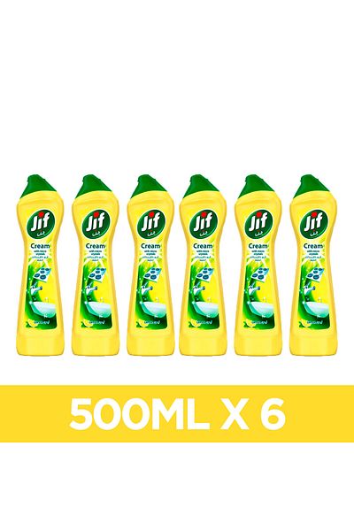Jif Cream Cleaner, Lemon, Stain Remover With Micro Crystal Technology 500ml X6