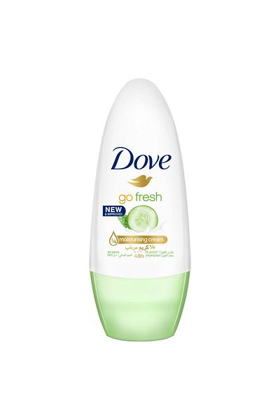 Dove مزيل العرق المضاد للتعرق، بنكهة الخيار والشاي الأخضر، خالٍ من الكحول مع ربع كريم مرطب، 50 مل