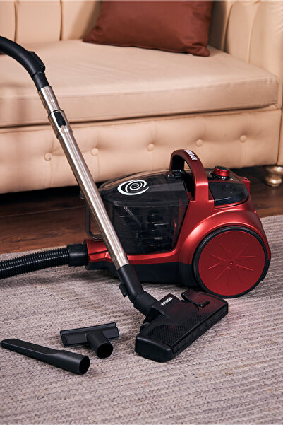 Hyundai Toz Torbasız Süpürge 2'li Aksesuar Kırmızı Renk - Hc210m