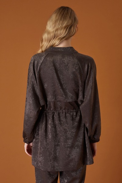 FEVER Jacquard Shirt with Tie Waist and Elastic Sleeves