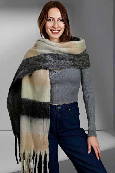 Trenderrs Жіночий шарф з м'якою текстурою та картатим візерунком