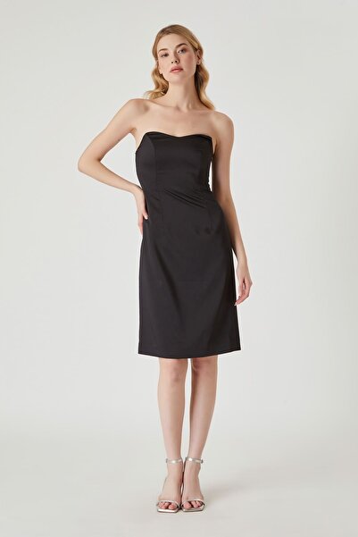 FEVER Straplez saten elbise