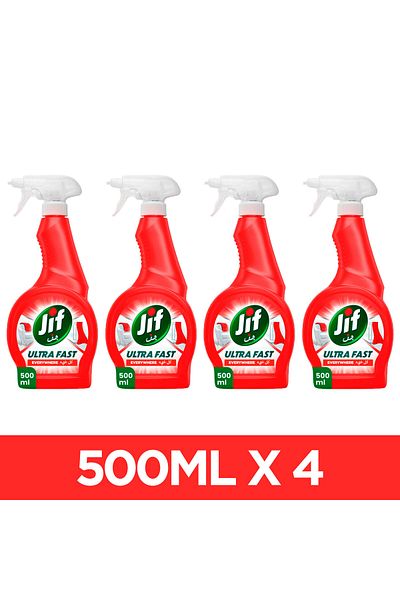 Jif Ultra Fast Cleaner Spray, Everywhere, 100% Stain Removal On Fabrics, 500ml X4