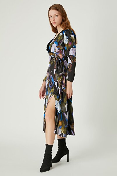 FEVER Kruvaze yaka desenli elbise