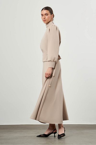 Mizalle Beige Blouse with Side Tie