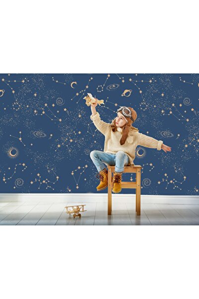 Tasarım Uzay Galaksi Yıldızlar Çocuk Odası Duvar Kağıdı