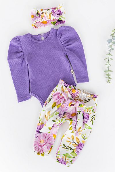 Babymod Floral Patterned Bandana Cotton 3-Piece Baby Girl Set