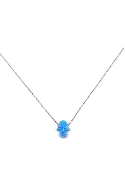 Sylvery Jewels Fatma Ana Eli (Hamsa) Opal 925 Ayar Gümüş Kolye
