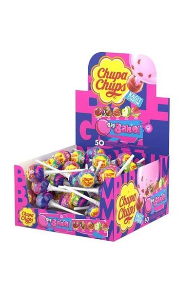 Big Babol Chupa Chups Mixed Lollipops Candy with Gum Filling 50 Pieces X 12 g