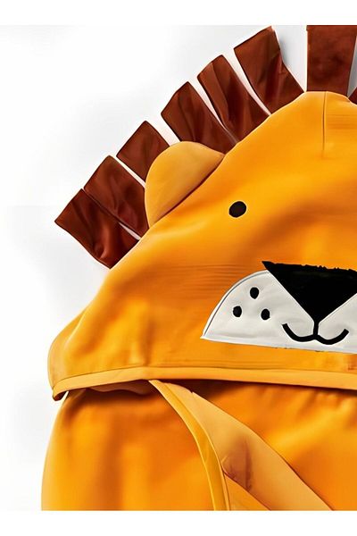 Orange Bed & Bath Kids Poncho | 100% Cotton Baby Towel - Lion Kids Towel|orange64×123 Cm