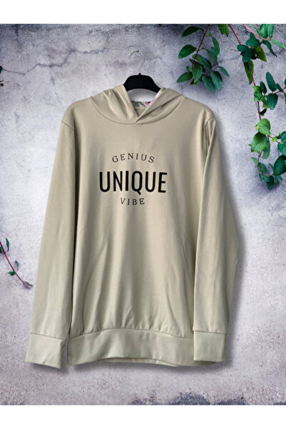 YusGos Unique Printed Hooded Sweatshirt (Cream)