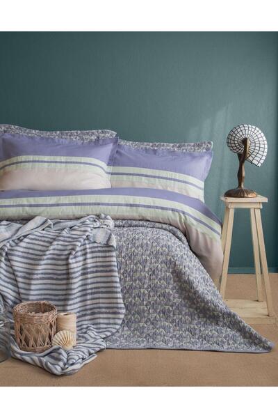 Apricitas HOME طقم غطاء سرير مزدوج من بيزاغور إنديجو تايمليس