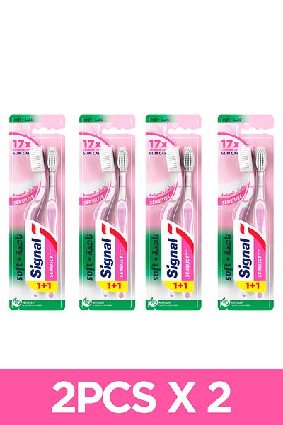 Signal Sensisoft Toothbrush, Soft Bristles For Sensitive Gums, 4-layer Plaque Removal, 1 1 Free X4