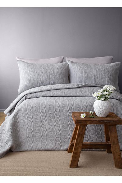 Apricitas HOME Σετ Κάλυμμα Διπλού Κρεβατιού Bourbon Grey - Σετ Κάλυμμα Κρεβατιού
