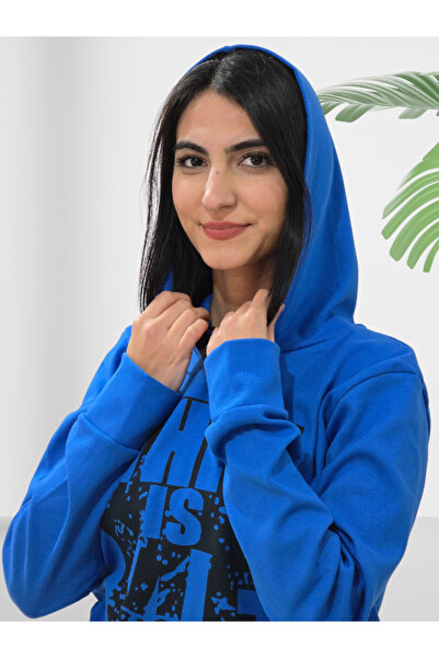 YusGos This Is Me Printed Hooded Sweatshirt (Blue)