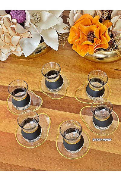OKYAY HOME Blackline Special Series - Gilded Almond Tea Set, Gift Luxury Dowry