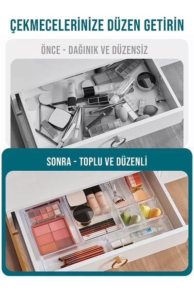 FİTHOME 16 Pieces Modular Multipurpose Drawer Organizer Makeup Jewelry Office Kitchen Organizer