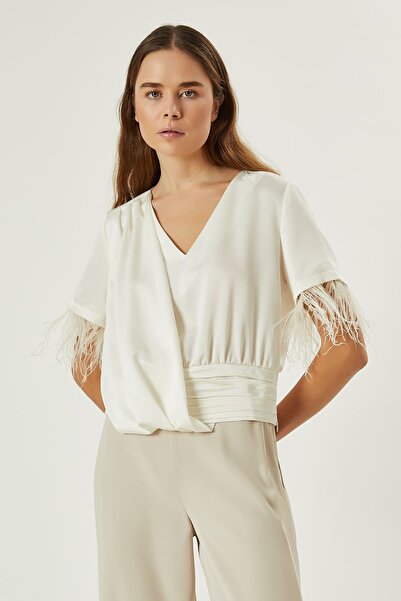 FEVER Kuş tüyü detaylı drapeli bluz