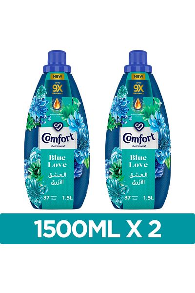 Comfort منعم أقمشة مركز، بلو لوف، بتقنية برو-فريش لرائحة عطرية تدوم حتى 9 مرات، 1.5 لتر × 2