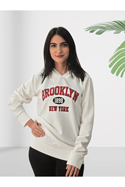 YusGos Brooklyn Printed Hooded Sweatshirt (White)