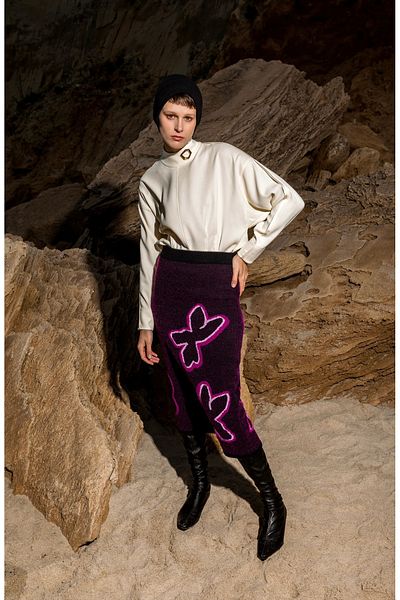 KAMEYA Patterned Knitted Skirt