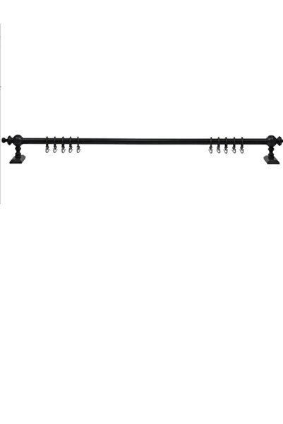 Happys Чорна дерев'яна рустикальна шторна вішалка без рейок - рустикальна труба 175 см