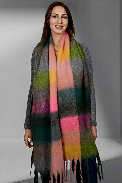 Trenderrs Women's Soft Textured Plaid Patterned Shoulder Shawl Scarf