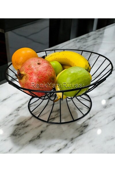 RENK YAPI RÜYASI METAL MEYVE SEPETİ MEYVELİK  SİYAH MEYVE SEPETİ