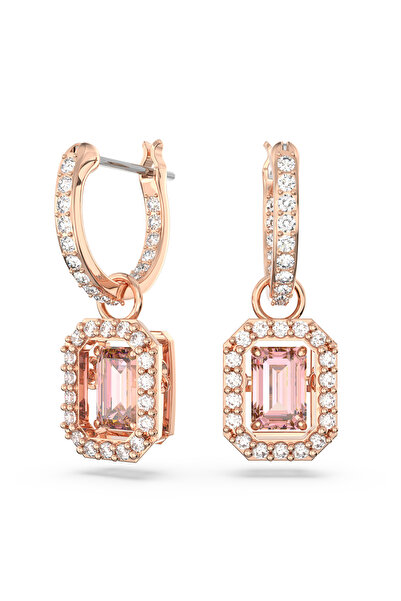 Swarovski Millenia damla küpeler, Sekizgen kesim, Pembe, Pembe altın rengi ka...