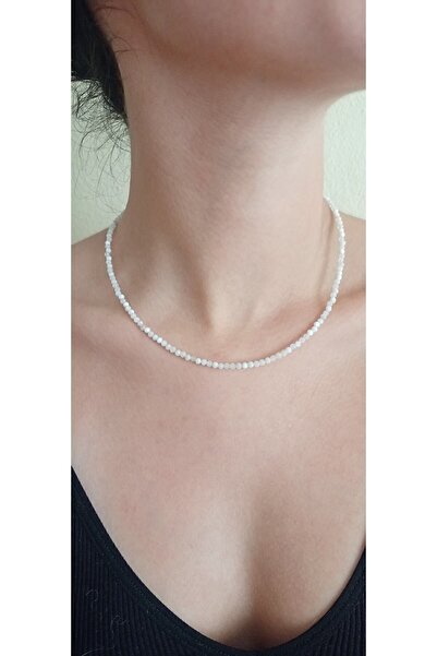 Mudita Tasarım 3 Mm Faset Kesim Aytaşı Gerçek Doğal Taş Kolye