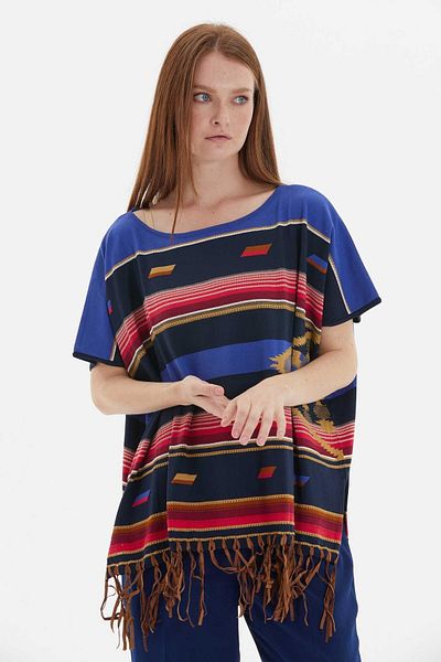 Two Mail Navy Blue Tassel Detailed Panco