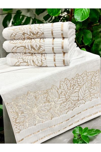 AYHANHOME 4 db Velvet Luxury Jacquard hozomány 50x90 kéz- és arctörlő