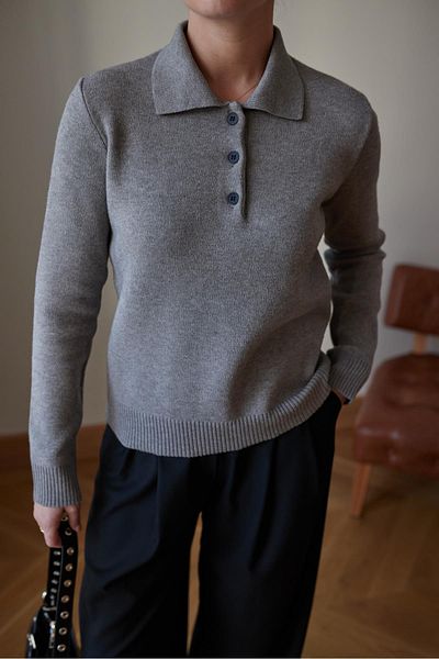 Askı Nişantaşı Gray Polo Neck 3 Button Knitwear