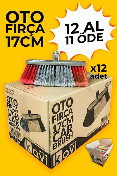 Kavi Entegre Plastik 17cm 12Pcs Automobile Wash Brush - Car Brush with Hose Inlet