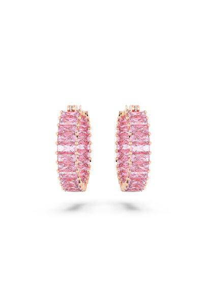 Swarovski Matrix halka küpeler, Baget kesim, Pembe, Pembe altın rengi kaplama